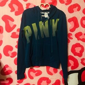 Victoria's Secret PINK Teal Zip-Up Hoodie (As Is)